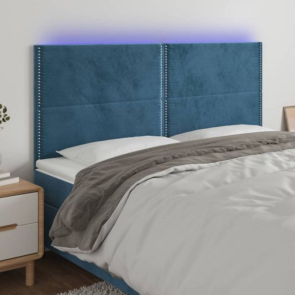vidaXL LED Kopfteil Dunkelblau 200x5x118/128 cm Samt, 3122354