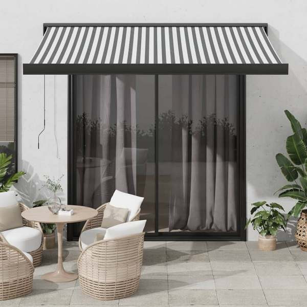 vidaXL Markise Einziehbar Anthrazit und Weiß 3x2,5 m Stoff & Aluminium, 3216128