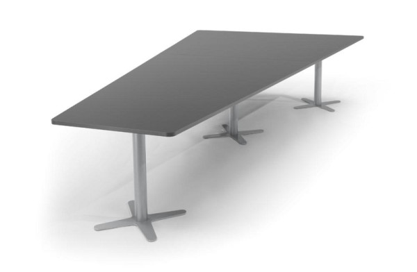 Deskin Konferenztisch DUBLIN, Dekor: Anthrazit, Gestellfarbe: Alusilber RAL 9006, BxHxT: 3800 x 735 x 1975 mm, 330289