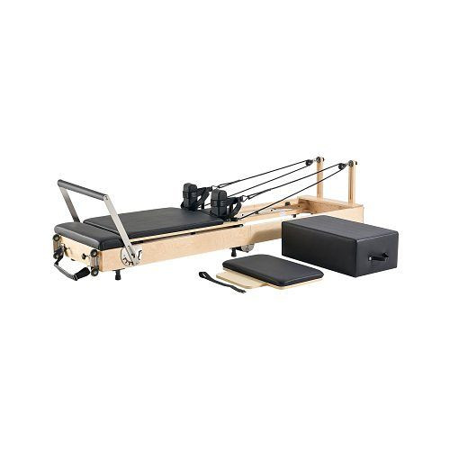 VEVOR faltbarer Pilates Reformer aus Holz, Heim-Fitness, mit doppeltem Widerstand (Feder & Kordel), inkl. Sitzbox, bis 181,44 kg, PLTHXCFMKZD0KKY9VV0