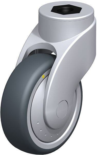 Blickle LWGE-TPA 101K-11-ELS-FK Kunststoff-Lenkrolle WAVE mit Rückenloch, Thermoplastisches Gummi-Elastomer, Grau, 746450