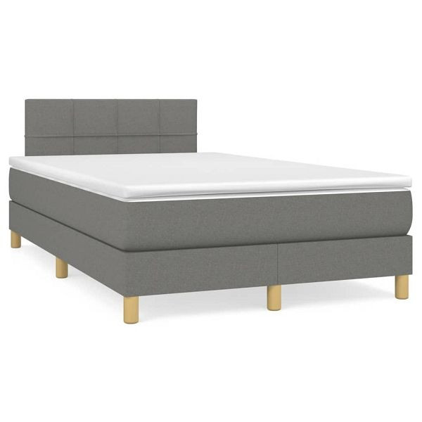 vidaXL Boxspringbett mit Matratze & LED Dunkelgrau 120x190 cm Stoff, 3270089