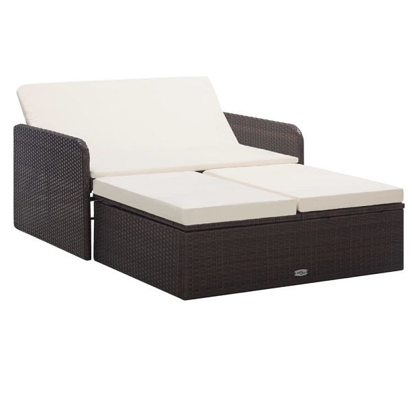 vidaXL 2-teilig Garten-Lounge-Set mit Auflagen Poly Rattan Braun, 46079