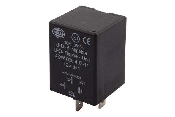 HELLA Blinkgeber, 12V, 4-polig, gesteckt, LED, mit Halter, 4DW 009 492-111