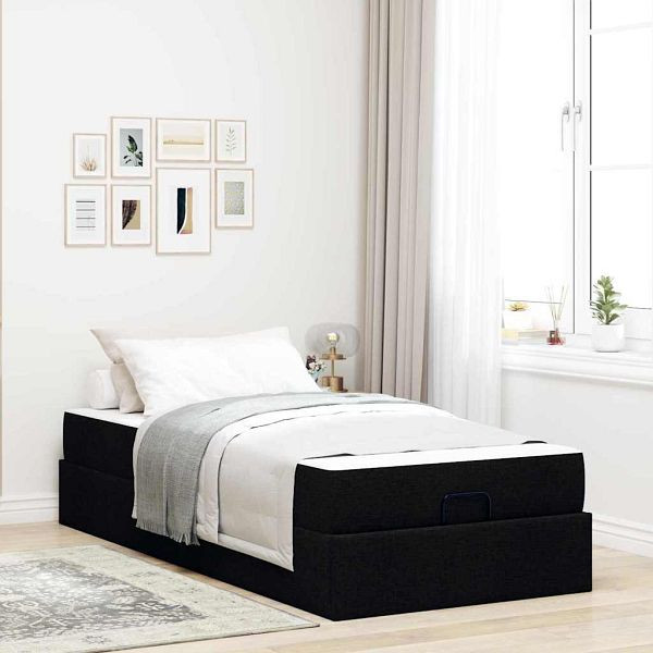 vidaXL Bettgestell mit Matratze Schwarz 100 x 200 cm Stoff, 3399468
