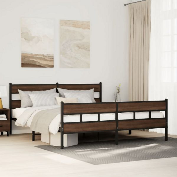 vidaXL Metallbett ohne Matratze Braun Eichen-Optik 180x200 cm, 3308478
