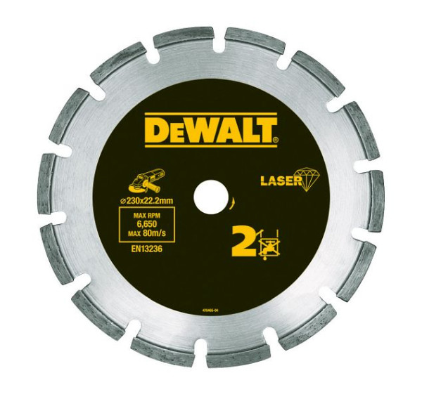 DeWalt Diamanttrennscheibe LaserHP2 230mm, für den Einsatz in Winkelschleifern, DT3773-XJ