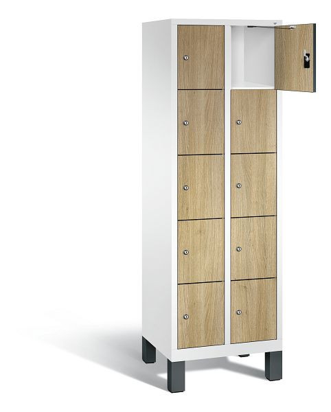 C+P Schließfachschrank Evolo, H1850xB610xT500mm, Farbe: Verkehrsweiß / Dekor Eiche Sereno, 48010-205 S10119