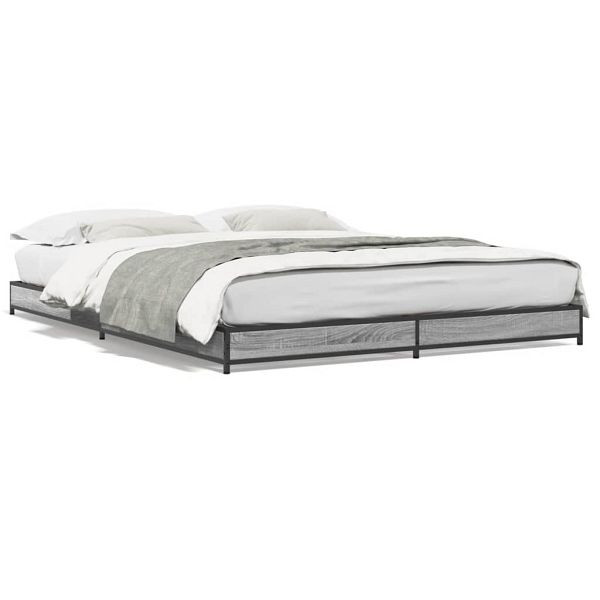 vidaXL Bettgestell Grau Sonoma 120x200 cm Holzwerkstoff und Metall, 845154