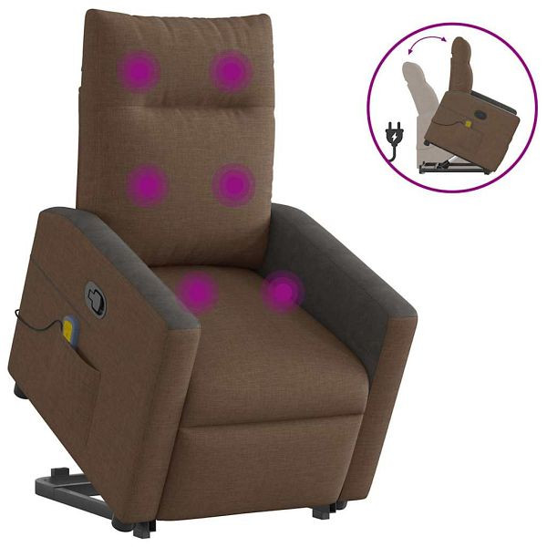 vidaXL Massagesessel mit Aufstehhilfe Braun Stoff, 3324062