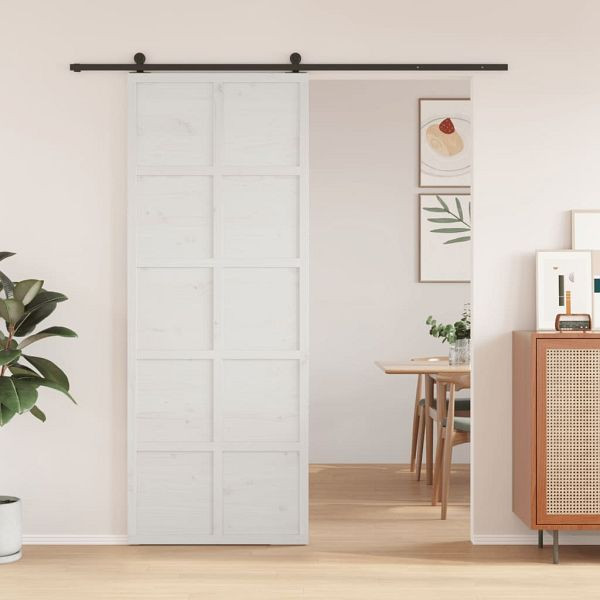 vidaXL Scheunentür Weiß 80x208 cm Massivholz Kiefer, 850645