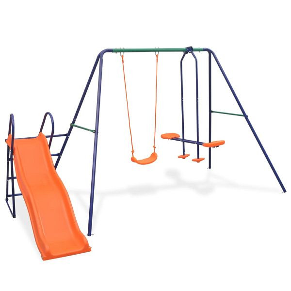 vidaXL Schaukelset mit Rutsche und 3 Sitzen Orange, 91359
