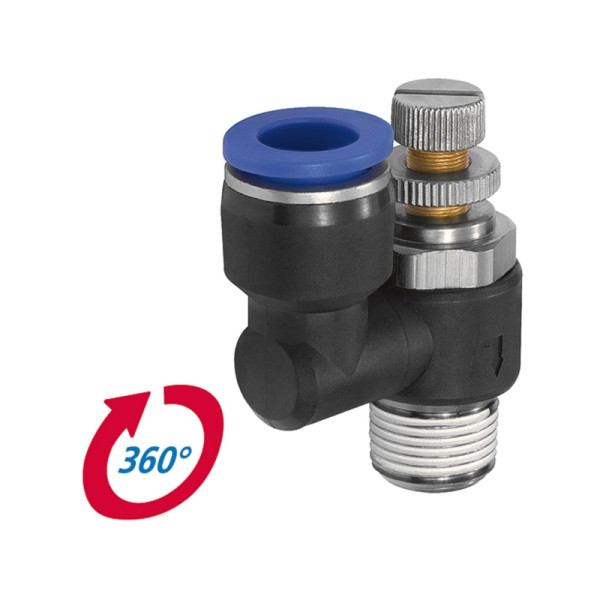 Riegler Drosselrückschlagventil »Blaue Serie« Zuluftdrosselung R3/8 außen 10bar Ø12mm, 135986