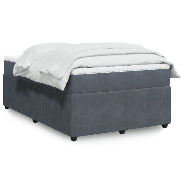 vidaXL Boxspringbett mit Matratze Dunkelgrau 120x200 cm Samt, 3285633