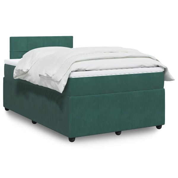 vidaXL Boxspringbett mit Matratze Dunkelgrün 120x200 cm Samt, 3290013