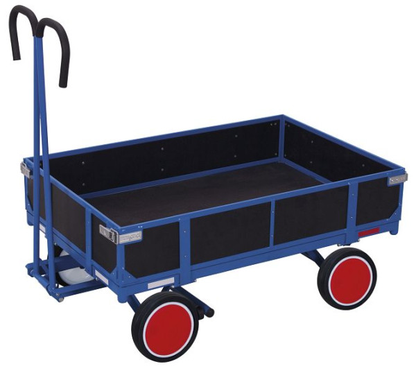 VARIOfit Handpritschenwagen mit Bordwand, Außenmaß: 1.135 x 730 x 1.200 mm, RAL 5010 enzianblau, Radsatz: Vollgummibereifung, zu-15101