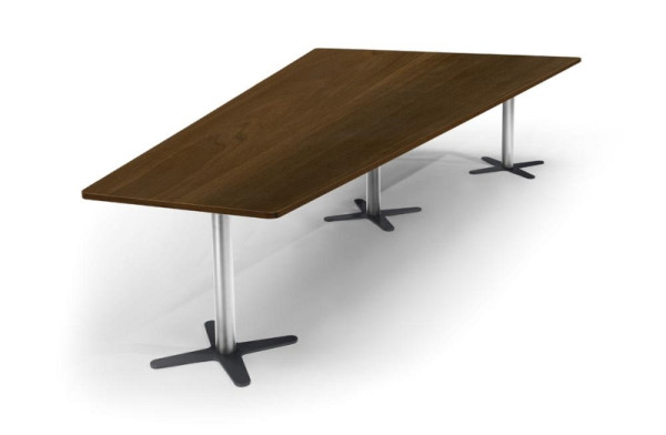 Deskin Konferenztisch DUBLIN, Dekor: Nussdekor dunkel, Gestellfarbe: Verchromt / Anthrazit RAL 7016, BxHxT: 3800 x 735 x 1975 mm, 330302