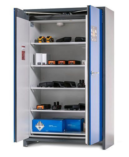 asecos Lithium-Ionen Akku-Lagerschrank, SafeStore-Pro, 5 Fachböden, Breite 1200 mm, 327432