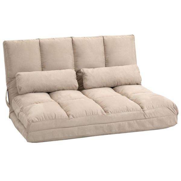 HOMCOM 2-in-1 Bodensessel, Rückenlehne, Verstellbar, 102 x 73 x 60 cm, Beige, 833-933V80BG