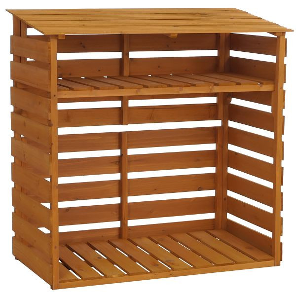 Mendler Brennholzlager HWC-Q16, Kamin-/Feuerholzregal Holzlager Holzunterstand, Ablage Holz Tanne FSC® 121x122x61cm, natur, 121076