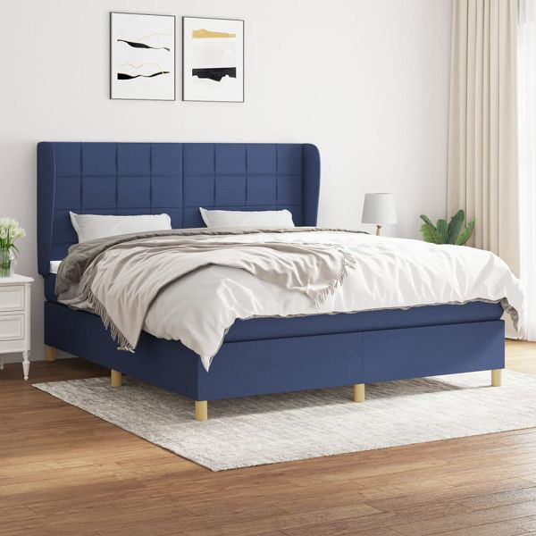 vidaXL Boxspringbett mit Matratze Blau 160x200 cm Stoff, 3128539