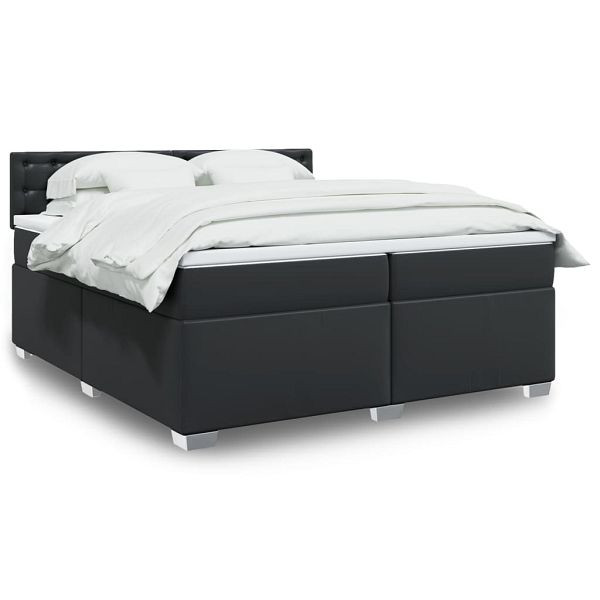 vidaXL Boxspringbett mit Matratze Schwarz 200x200 cm Kunstleder, 3288436