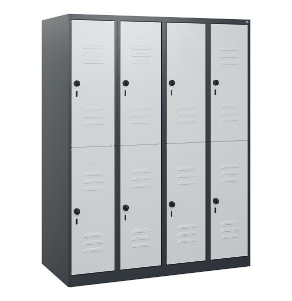 C+P Doppelstöckiger Spind Classic PLUS, 4 Abteile, 1530x1200x500mm, 7016/7035, Drehriegel, 0803005-40 S10011