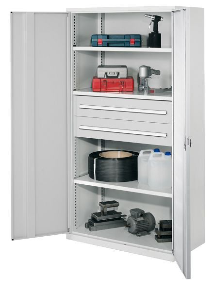 Kappes Schwerlastschrank ohne Mitteltrennwand, 1950 x 1000 x 600 mm, Mod 42, RAL 7035, Vollblechtür, 1462.04.1013