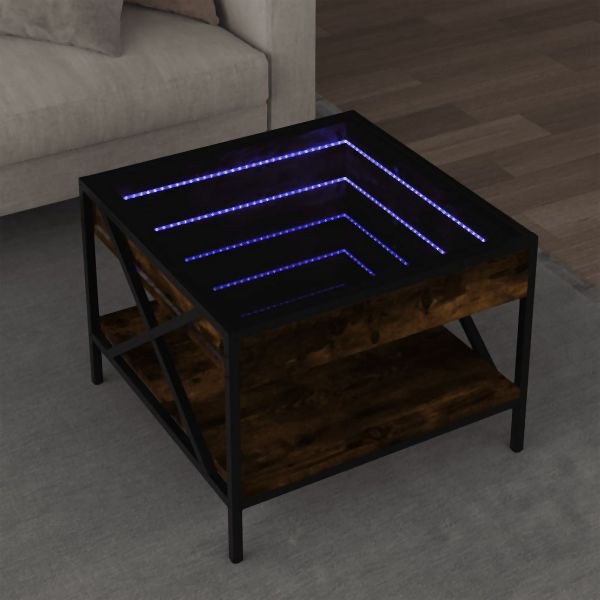 vidaXL Couchtisch mit Infinity-LED Räuchereiche 50x50x38 cm, 847699