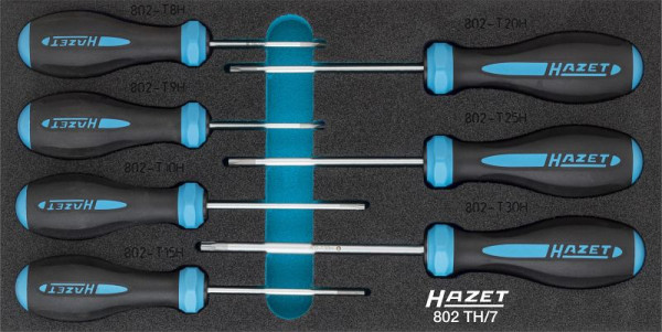 Hazet Schraubendreher Satz HEXAnamic®, Tamper Resistant TORX® Profil, T8 H - T30 H, Anzahl Werkzeuge: 7, 802TH/7