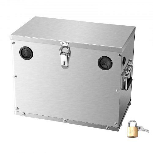VEVOR Batteriekasten Gruppe 24/31, Marinebatteriebox mit Schloss, Griffen, Gummitüllen-Kabellöchern, Edelstahl, für Boote & Autos, DCHJSDCH24278S2YB001V0