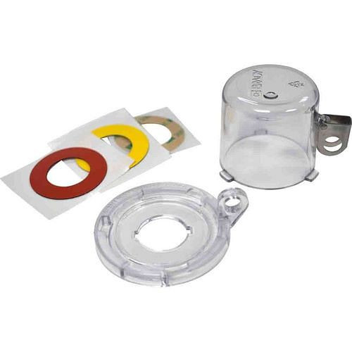 DENIOS Drucktasten-Verriegelung, transparent, H 49,60 x ∅: 64 mm, Tastengröße 22 mm, 312017