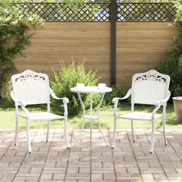vidaXL Gartenstühle 2er Set Weiß aus Gusseisen, 42002380