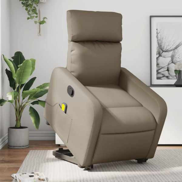 vidaXL Massagesessel mit Aufstehhilfe Cappuccino-Braun Kunstleder, 3206762