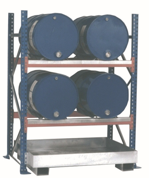 Rapid Faßregal mit Bodenwanne für 4x200L Fässer + Gitterrost, 25 019