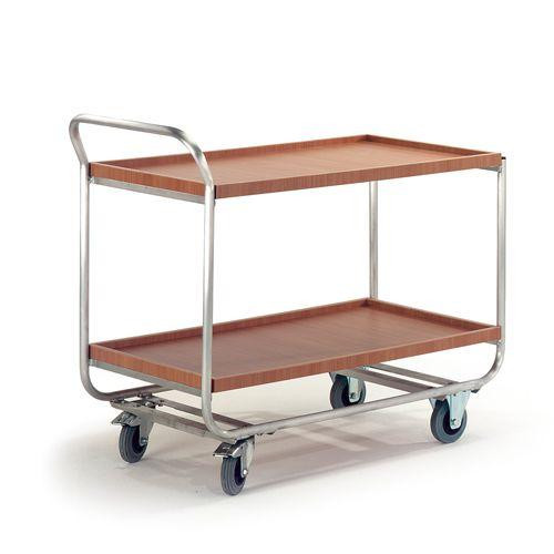 Rollcart Alu-Tischwagen Holzrand (1100x600), Tragkraft: 200 kg, 06-7236