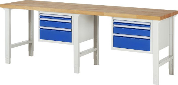 RAU Werkbank Serie 7000 - Modell 7126, B2500 x T700 x H790-1140 mm, 13-7126A1-257B4H.11