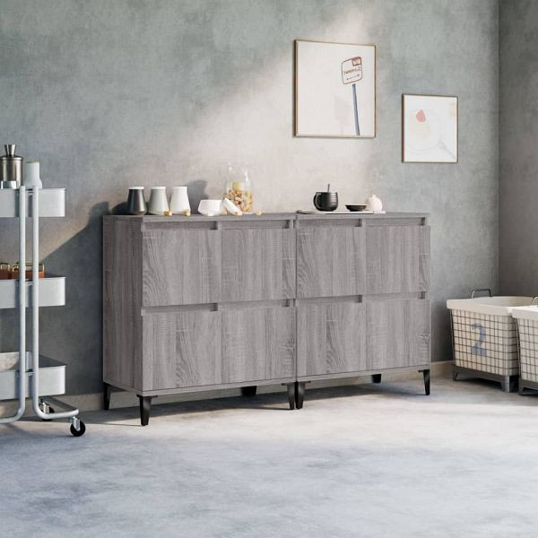 vidaXL Sideboards 2 Stück Grau Sonoma 60x35x70 cm Holzwerkstoff, 3185765