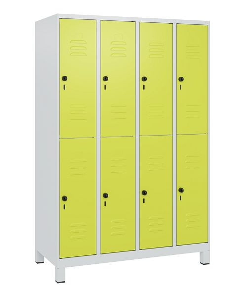 C+P Doppelstöckiger Spind Classic PLUS, Füße, 4 Abteile, 1800x1200x500mm, 7035/0024, Drehriegel, 0803107-40 S10010