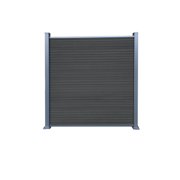 T&J WAREN-Serie, WPC-Steckzaun-Set, ca. 175 x 180 cm, CHARCOAL, Abschlussleiste und Clips separat in silber oder anthrazit, 44607