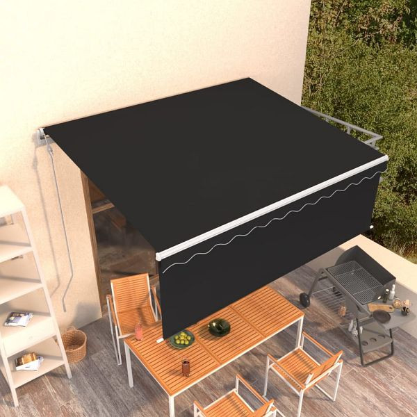vidaXL Markise Automatisch Einziehbar mit Volant 4x3 m Anthrazit, 3069309