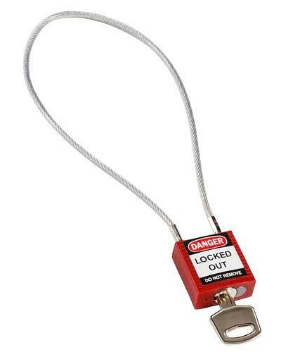 Brady Kompakt-Sicherheitsschloss, Keyed Different Schlüsseleinteilung, mit Kabelbügel 400 mm, rot, 244339