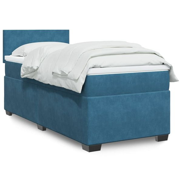 vidaXL Boxspringbett mit Matratze Blau 100x200 cm Samt, 3288532