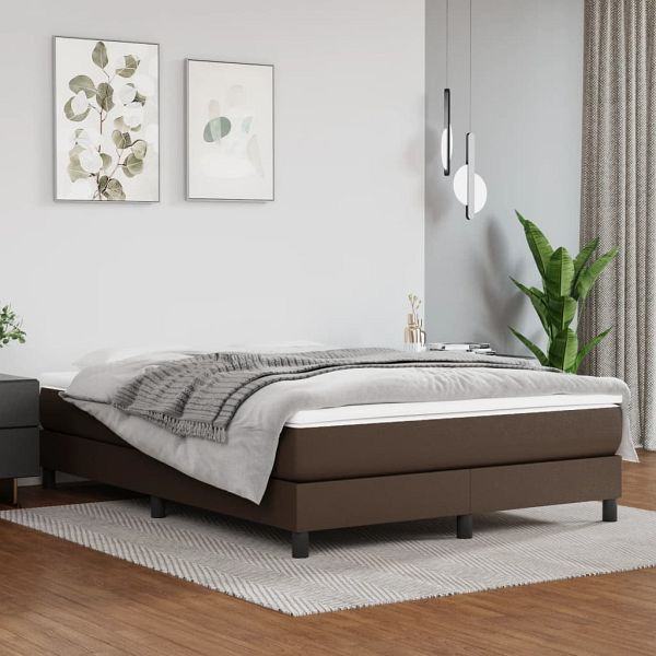 vidaXL Boxspringbett mit Matratze Braun 140x200 cm Kunstleder, 3144264