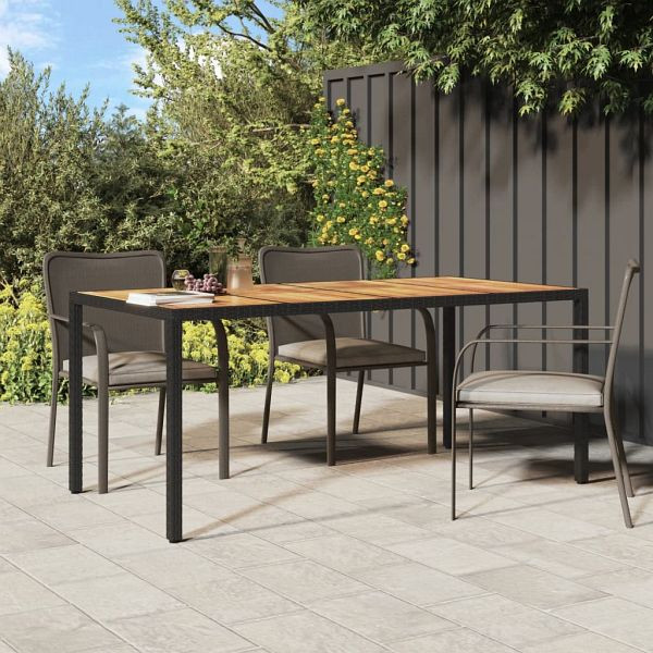 vidaXL Gartentisch 190x90x75 cm Poly Rattan und Akazienholz Schwarz, 316722