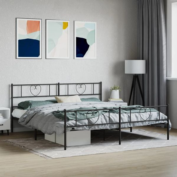 vidaXL Bettgestell mit Kopf- und Fußteil Metall Schwarz 193x203 cm, 355487