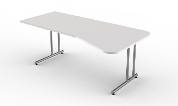 Kerkmann Freiformtisch mit C-Fuß-Gestell, Start Up, B 1950 mm x T 800/1000 mm x H 750 mm, Farbe: lichtgrau, 11467611