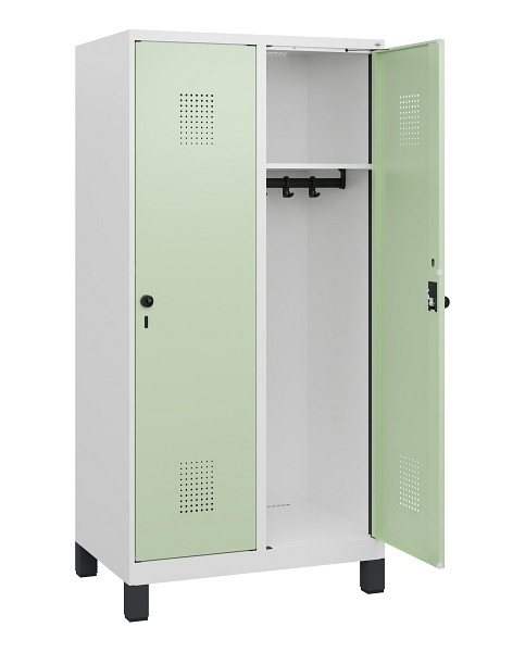 C+P Spind Evolo PLUS, Füße, 2 Abteile, 1630x800x500mm, 9016/6019, Drehriegel, 0490105-22 S10021