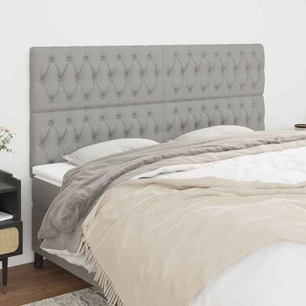 vidaXL Kopfteile 4 Stück Hellgrau 100x7x78/88 cm Stoff, 3116690
