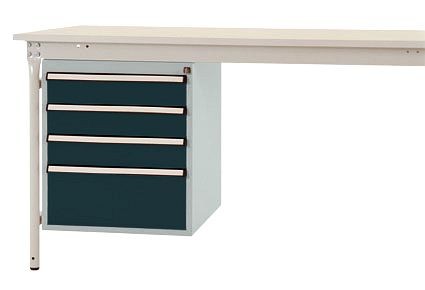 Manuflex Gehäuse-Unterbau stationär, Nutzhöhe 500 mm mit 4 Schubfächer, für Tischtiefe 800 mm, Anthrazit, ZB4802.7016